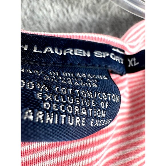 Ralph Lauren Sport Pink & White Striped Cotton T-Shirt With Embroidered Logo Wom - Picture 3 of 8